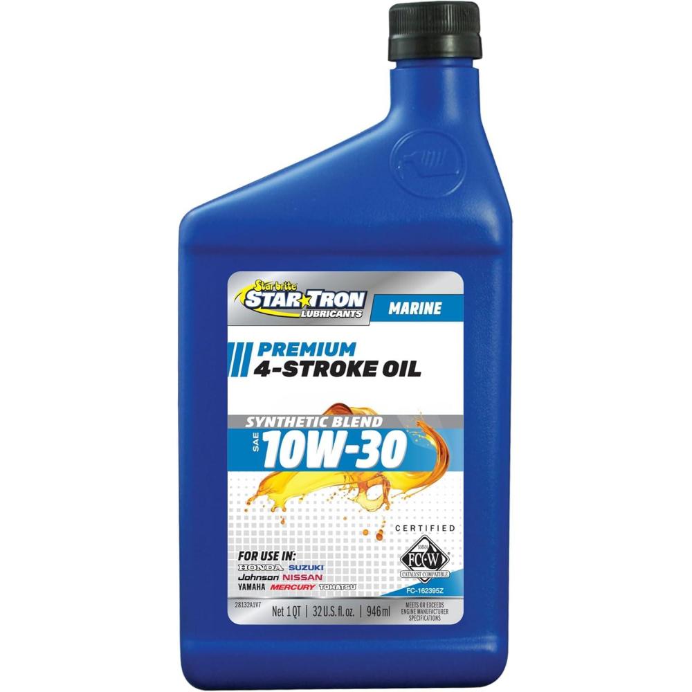 image:imageSTAR BRITE Star Tron Premium 4 Stroke Marine Oil 10W40 Synthetic Blend Engine Oil for Outboards Gasoline Inboards amp Stern Drives NMMA FCW Certified 32 OZ 02823210w30