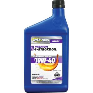 STAR BRITE Star Tron Premium 4 Stroke Marine Oil – 10W-30 – Synthetic Blend Engine Oil for Outboards, Gasoline Inboards & Stern Drives – NMMA FC-W Certified, 32 OZ (028132)(10w-40)