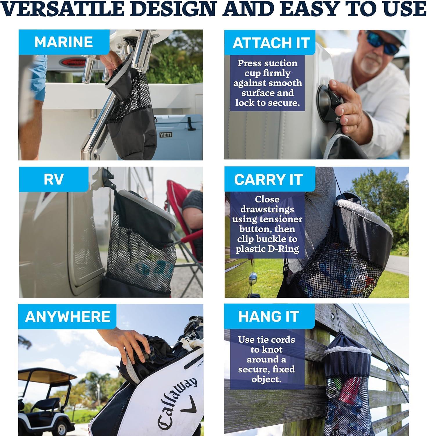 image:imageSTAR BRITE Mesh Trash Bag with Locking Suction Cup amp Litter Guard Cinch Tie for Boats RVs Gold Carts amp Outdoor Adventures Durable amp Washable 5 Gallon Capacity 52074