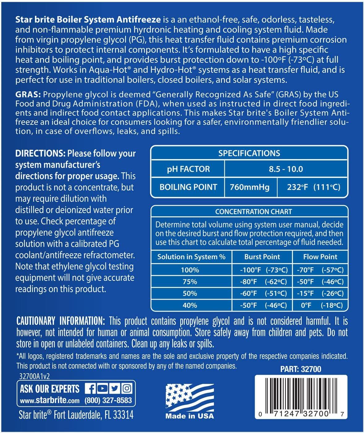 image:imageSTAR BRITE Premium 100 Boiler System Antifreeze Propylene Glycol Heating amp Cooling Fluid Made in USA 1 Gallon 032700