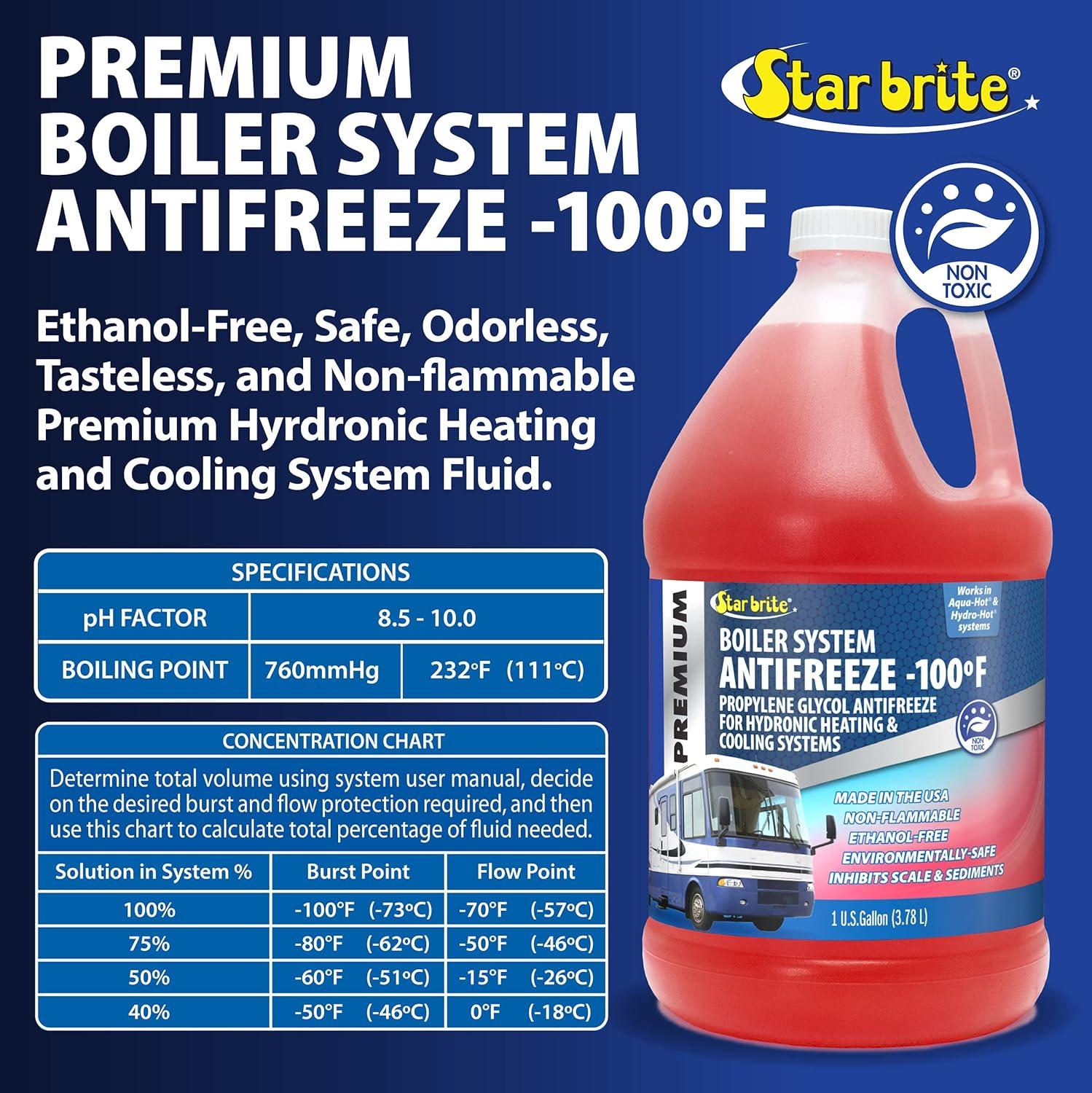 image:imageSTAR BRITE Premium 100 Boiler System Antifreeze Propylene Glycol Heating amp Cooling Fluid Made in USA 1 Gallon 032700