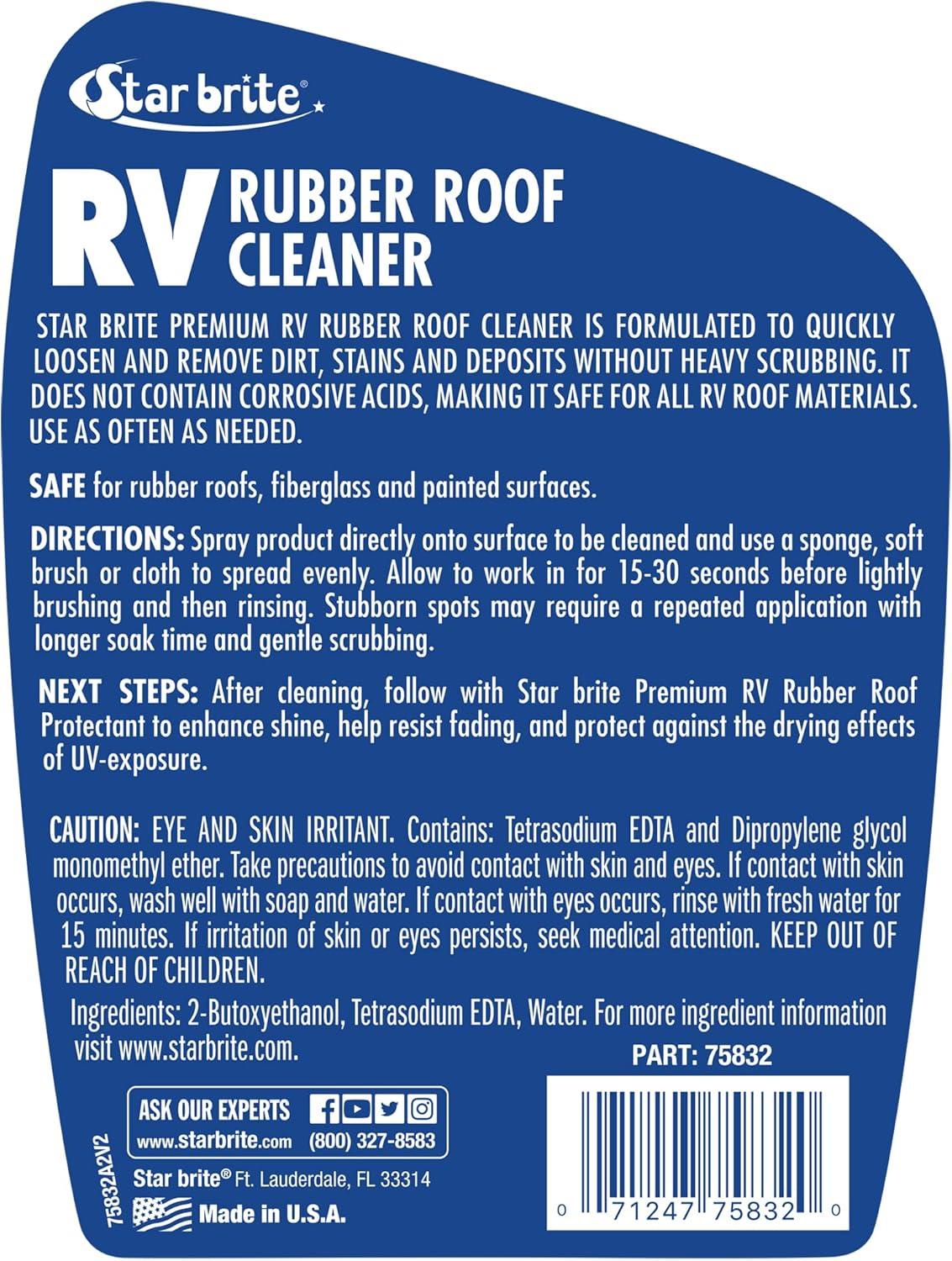 image:imageSTAR BRITE Premium RV Rubber Roof Cleaner Effortless Cleaning for Camper Roofs Fiberglass amp Painted Surfaces32 Oz Spray